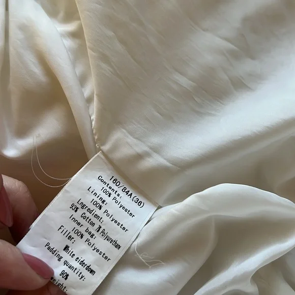 Hybris Y2K Made in Italy white down puffer jacket ruched 36 XS - Picture 10 of 11